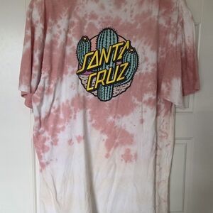 Santa Cruz Pink and White Tie-Dye Tee